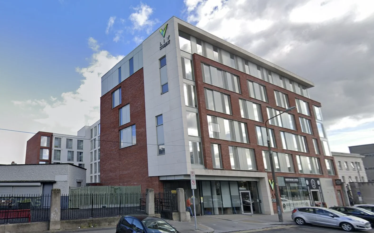 Modern red-brick student residence in Dublin