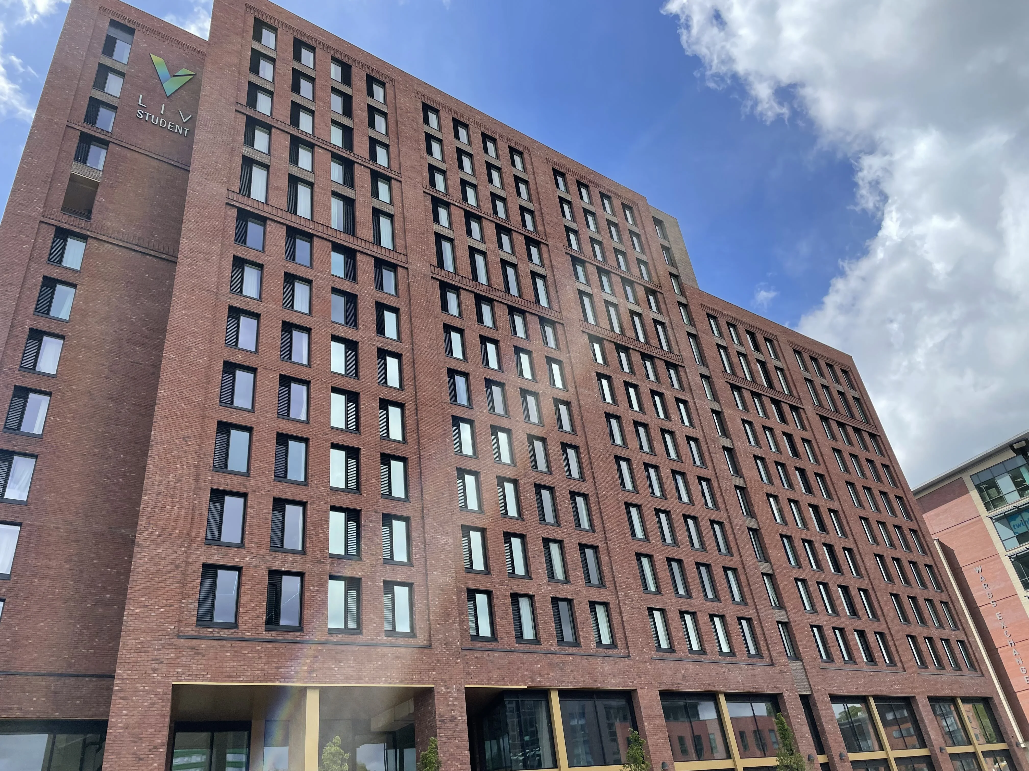 Brick student residence building in Sheffield